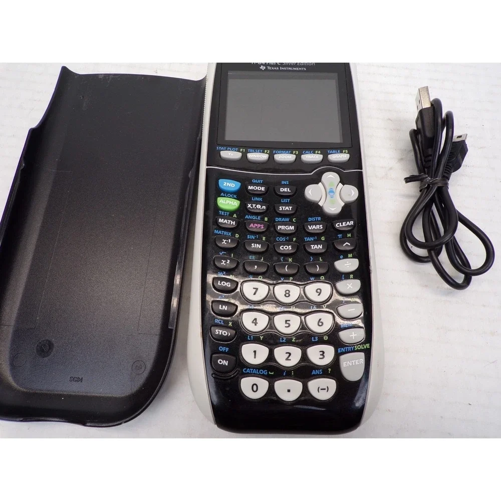 TI-84 Plus C Silver Edition Graphing Calculator w Cover & Charging Cable